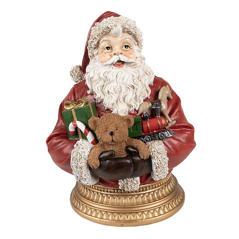 Foto van Clayre & eef kerstdecoratie beeld kerstman 29 cm rood polyresin rood