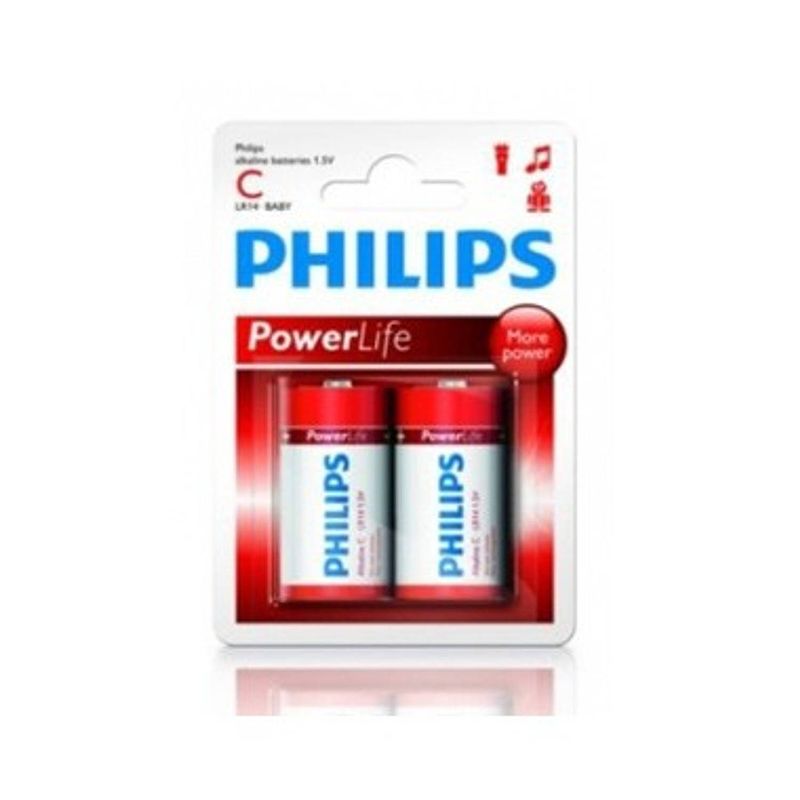 Foto van 2 x c batterij philips