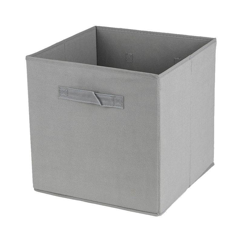 Foto van Urban living opbergmand/kastmand square box - karton/kunststof - 29 liter - betongrijs - 31 x 31 x 31 cm - opbergmanden