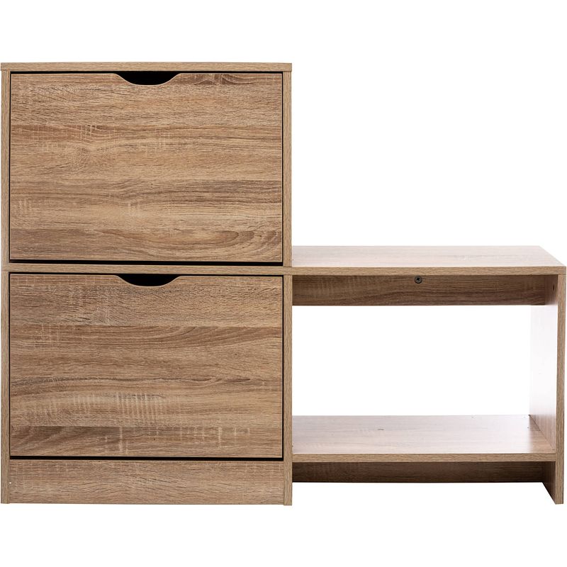 Foto van Gebor - schoenenkast - schoenen organizer - schoenenrek - schoenen opbergruimte - naturel - houtlook -