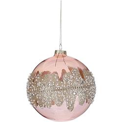 Foto van House of seasons kersthanger bal 12cm glas roze