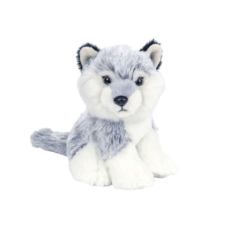 Foto van Pluche grijze wolf puppy knuffel van 12 cm - knuffel bosdieren