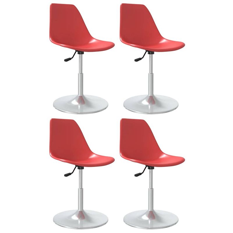 Foto van The living store draaibare eetstoelen - rood - pp en verchroomd metaal - 46 x 56 x (74-88) cm - set van 4