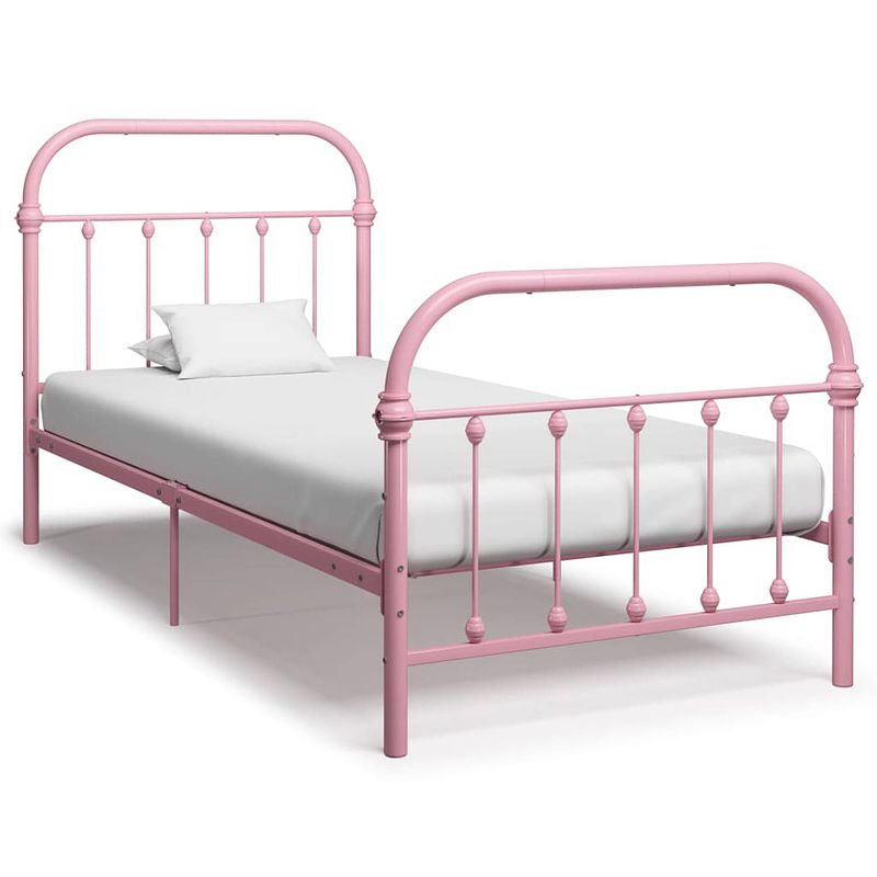 Foto van Vidaxl bedframe metaal roze 100x200 cm