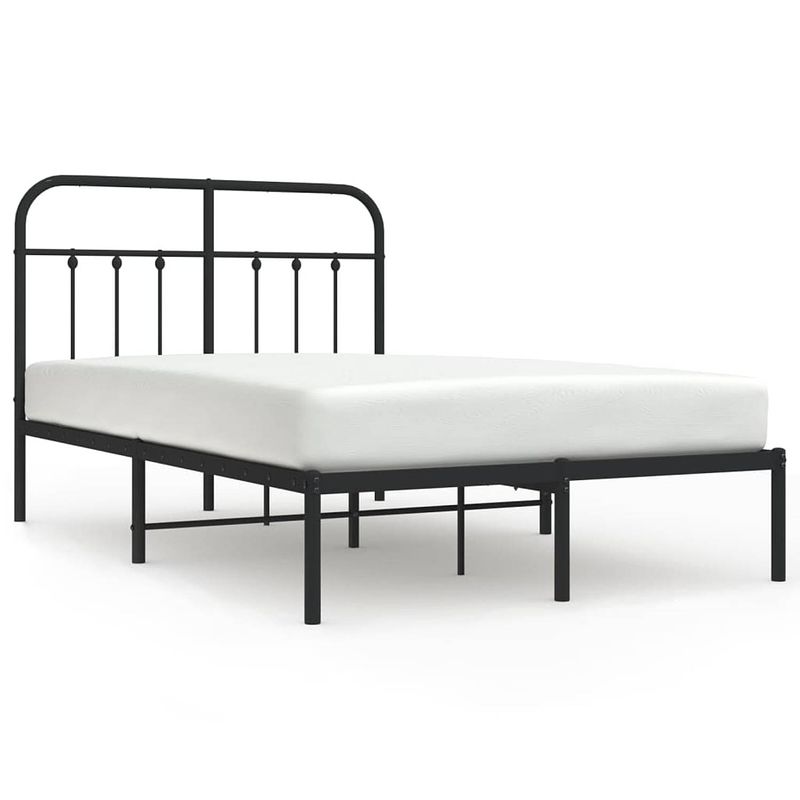 Foto van Vidaxl bedframe met hoofdbord metaal zwart 120x200 cm