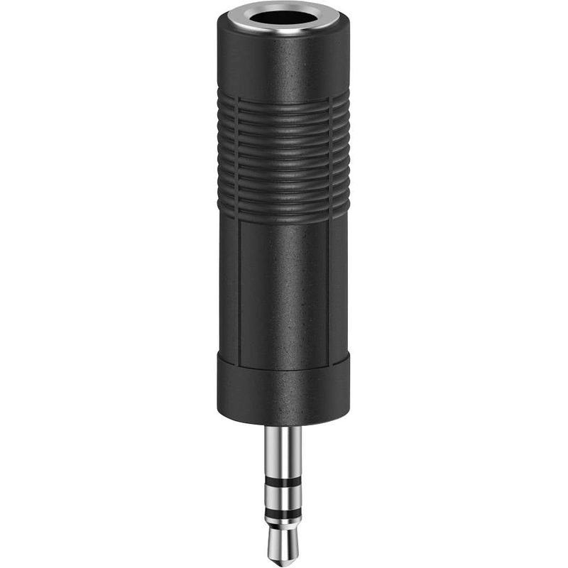 Foto van Hama 00205196 hama jackplug audio adapter [1x jackplug female 6,3 mm - 1x jackplug male 3,5 mm] zwart