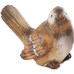 Foto van Tom kerstfiguur vogel timo 6,5 cm bruin polysteen