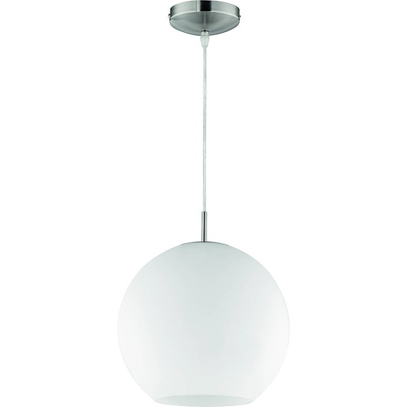 Foto van Led hanglamp - hangverlichting - trion mono xl - e27 fitting - rond - mat nikkel - aluminium