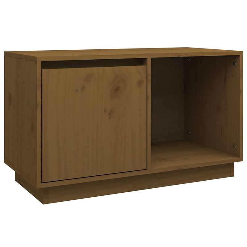 Foto van The living store tv-meubel massief grenenhout - honingbruin 74x35x44cm - opbergruimte - weergavefunctie - flexibele