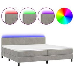 Foto van The living store boxspring - fluwelen bed met led - pocketvering matras - huidvriendelijk topmatras