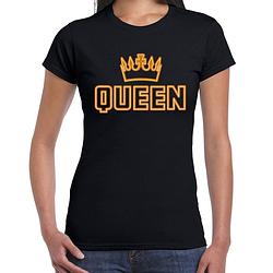 Foto van Koningsdag t-shirt - queen kroontje - dames - zwart m - feestshirts