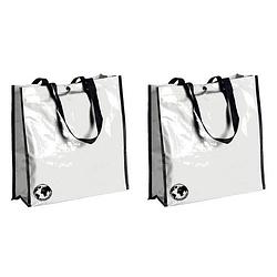 Foto van 2x stuks eco boodschappen shopper tas wit 38 x 38 cm - shoppers