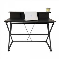Foto van Bureau tafel computer laptop stoer - industrieel moderne stijl - 110 cm breed - zwart