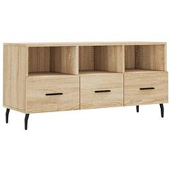 Foto van The living store tv-meubel sonoma eiken - 102 x 36 x 50 cm - bewerkt hout en ijzer