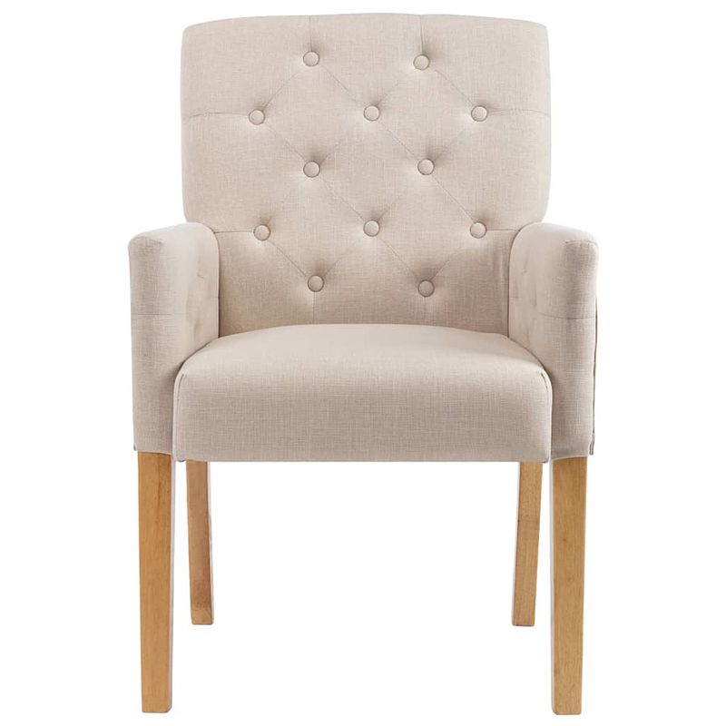 Foto van Infiori eetkamerstoelen met armleuningen 6 st stof beige