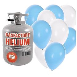 Foto van Helium tank met jongen geboren 50 ballonnen - heliumtank