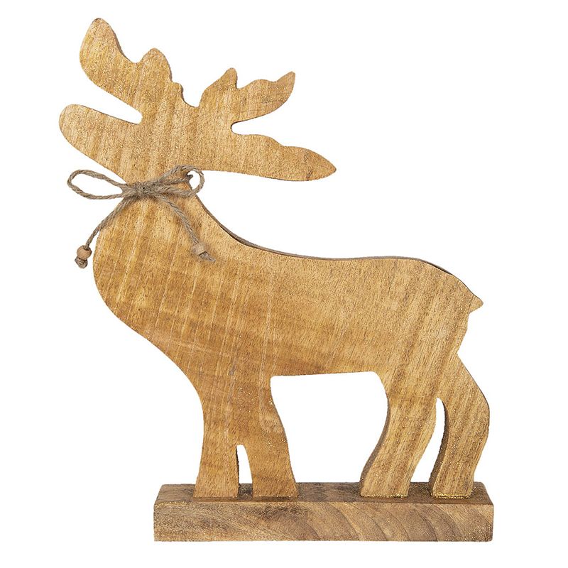 Foto van Clayre & eef decoratie rendier 15*5*29 cm bruin hout decoratief figuur decoratieve accessoires woonaccessoires bruin