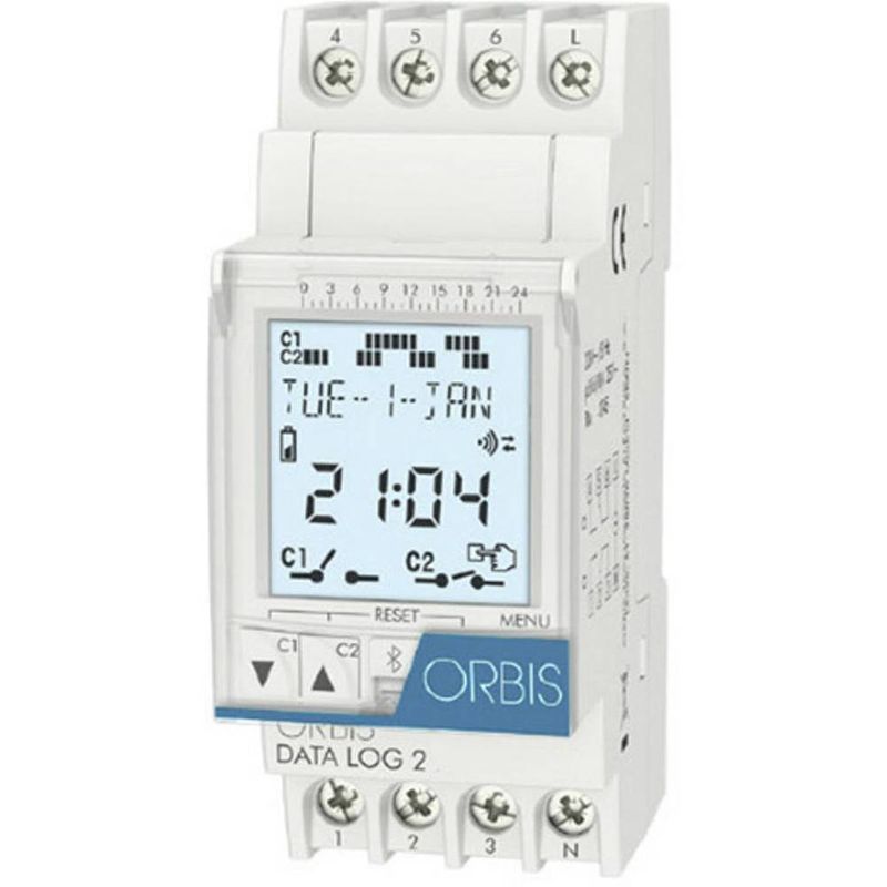 Foto van Orbis zeitschalttechnik data log 2 230 v din-rail schakelklok digitaal 250 v/ac