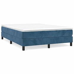 Foto van The living store boxspringframe - donkerblauw fluweel - 193 x 140 x 25 cm - multiplex lattenbodem