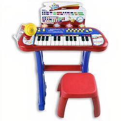 Foto van Bontempi keyboard junior 20 cm rood/blauw 4-delig