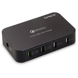 Foto van Lvsun smart 4-port usb-laadstation thuis, auto, vrachtwagen uitgangsstroom (max.) 10200 ma 4 x usb 2.0 bus a, usb 3.2 gen 1 bus a (usb 3.0) qualcomm quick