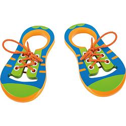 Foto van Small foot houten veterschoenen junior blauw/groen