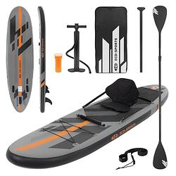 Foto van Opblaasbare stand up paddle board met kayak seat 320x82x15 cm grijs/oranje pvc