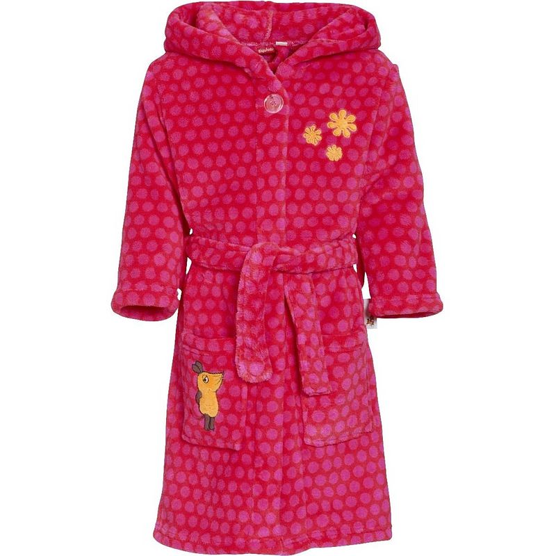 Foto van Playshoes badjas muis meisjes fleece rood/roze maat 146/152