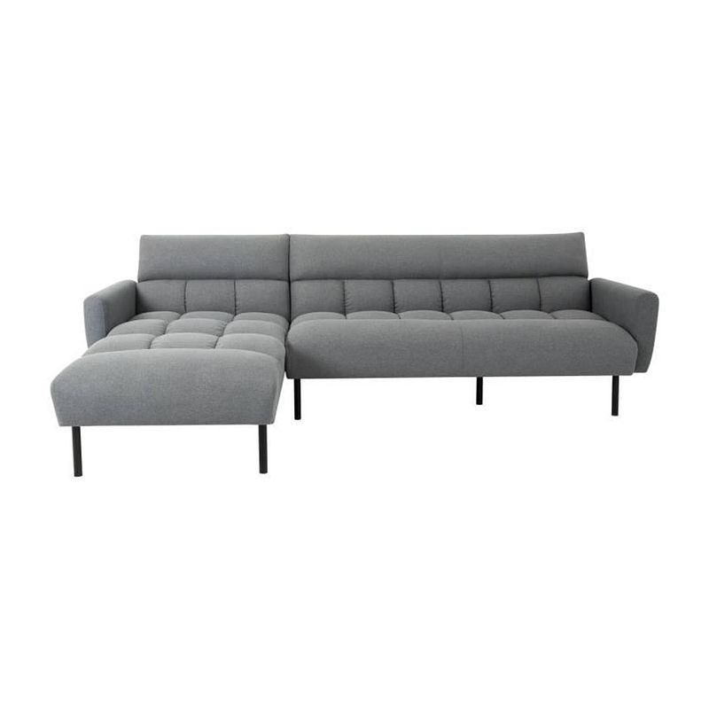 Foto van Converteerbare hoekbank 4-zits prisca - donkergrijs grijs - design in elegante stijl - l 254 x d 171 x h 82 cm