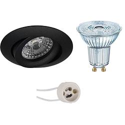 Foto van Led spot set - osram parathom par16 930 36d - pragmi uranio pro - gu10 fitting - dimbaar - inbouw rond - mat zwart -