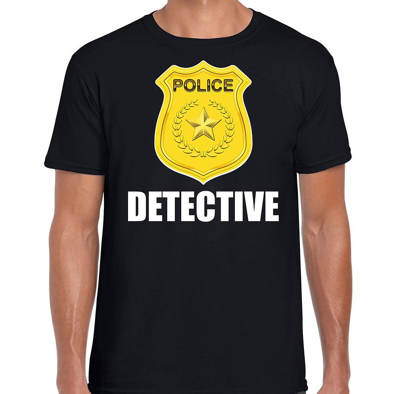 Foto van Politie / police embleem detective t-shirt zwart voor heren l - feestshirts