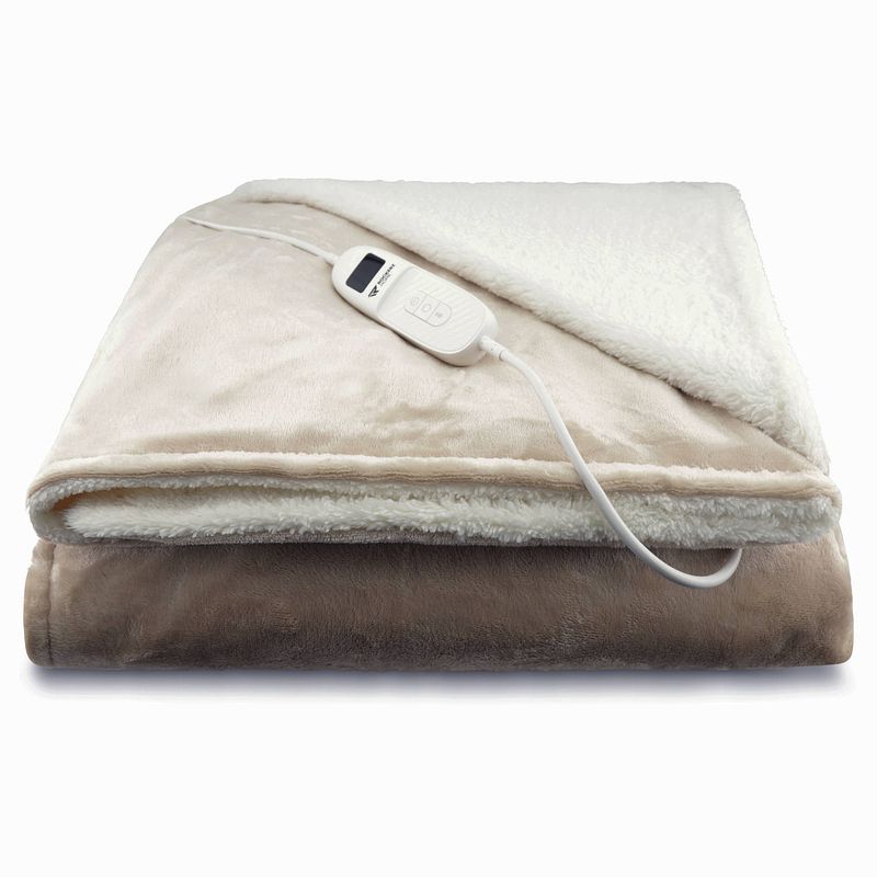 Foto van Elektrische deken - afmetingen 160 x 130 cm - 9 warmtestanden - automatische uitschakeling - xl snoer - beige