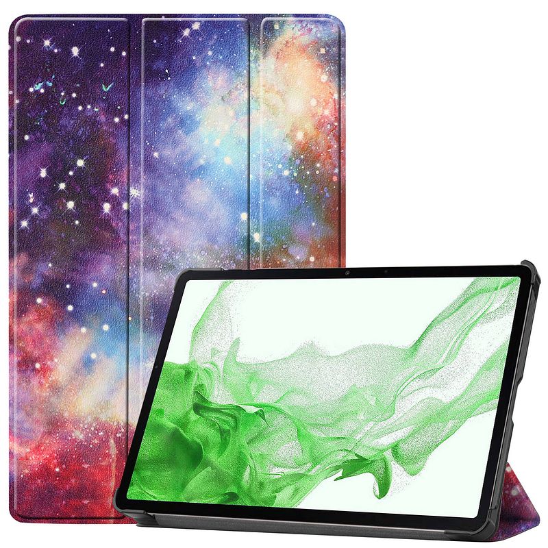 Foto van Basey samsung galaxy tab s8 ultra hoesje kunstleer hoes case cover - galaxy