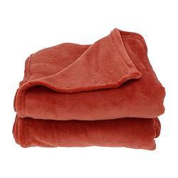 Foto van 4goodz super zachte en grote fleece plaid - 180x220 cm - terracotta