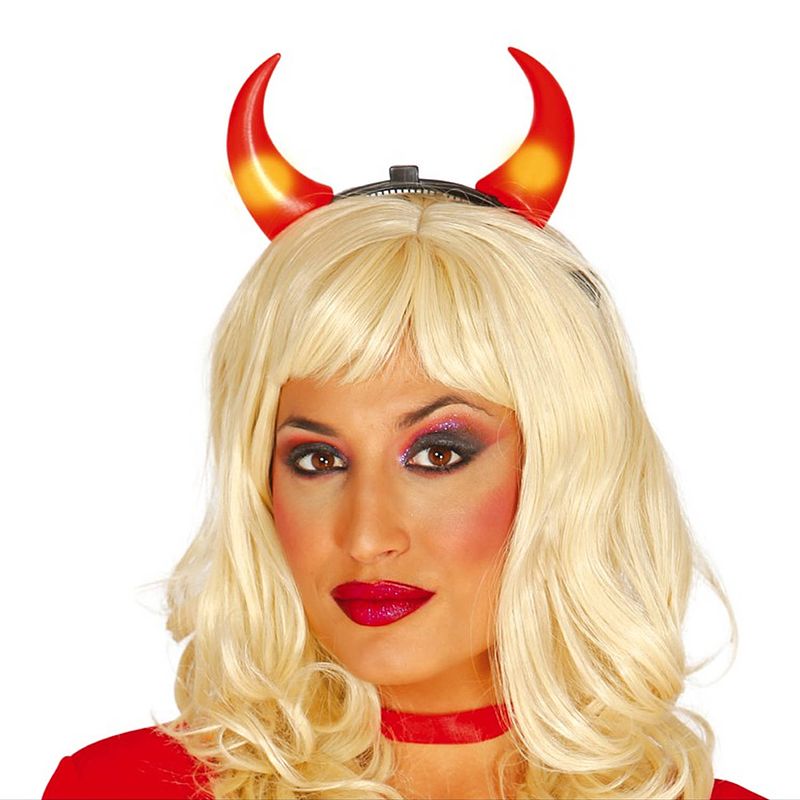 Foto van Duivel hoorntjes - rood - kunststof - halloween thema - verkleedhoofddeksels