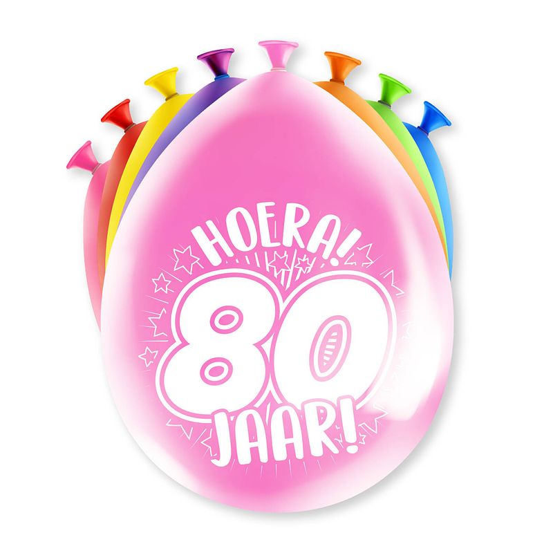 Foto van Paper dreams ballonnen 80 jaar 18,5 x 11 cm latex 8-delig