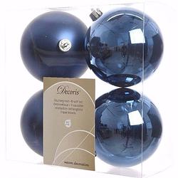 Foto van Mystic christmas kerstboom decoratie kerstballen 10 cm blauw 4 stuks - kerstbal