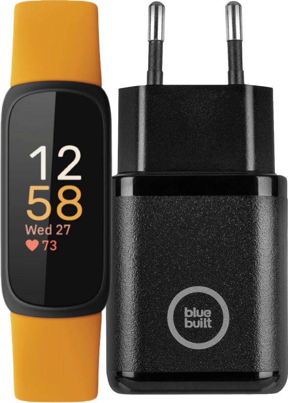 Foto van Fitbit inspire 3 oranje + bluebuilt oplader