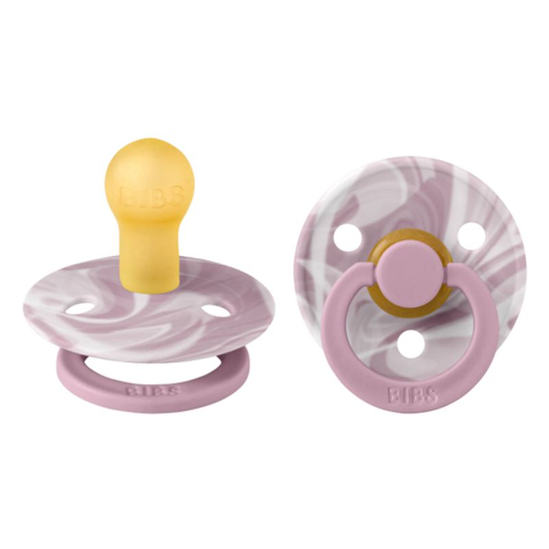 Foto van Bibs - round pacifier - stage 1 fopspeen - 0+ maanden - 2 stuks - heather white / heather white