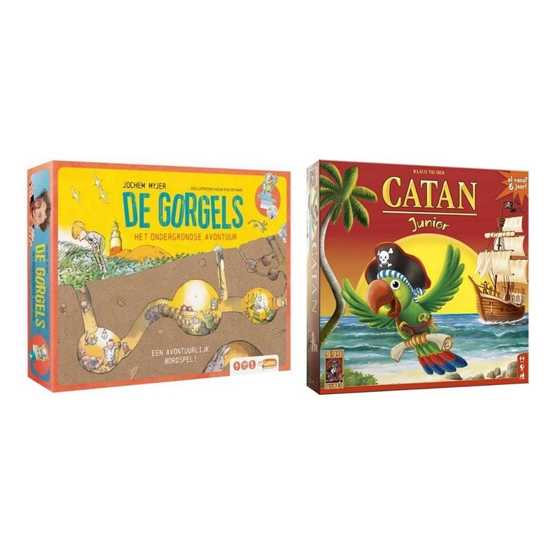 Foto van Spellenbundel - 2 stuks - de gorgels spel het ondergrondse avontuur & catan junior