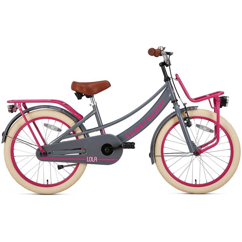 Foto van Supersuper meisjesfiets lola 20 inch 31,75 cm meisjes terugtraprem roze/grijs