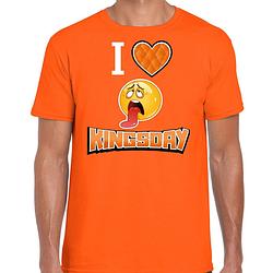 Foto van Oranje koningsdag t-shirt - i love kingsday - voor heren s - feestshirts