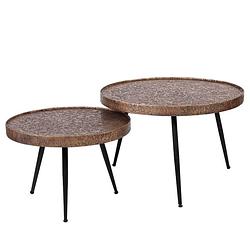 Foto van Anli-style salontafel set van 2 ronde tafeltjes metallic antiek brons