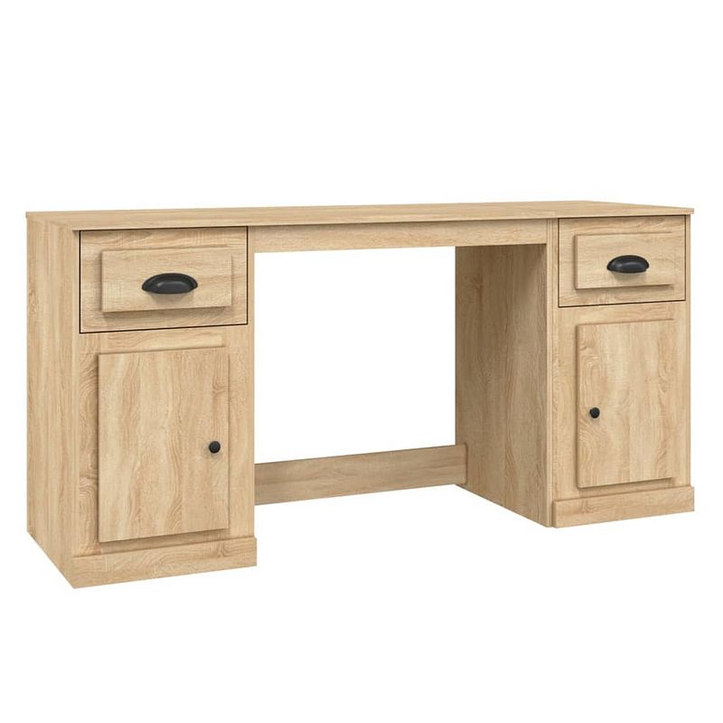 Foto van The living store bureau sonoma eiken - 154.5 x 50 x 75 cm - met kast