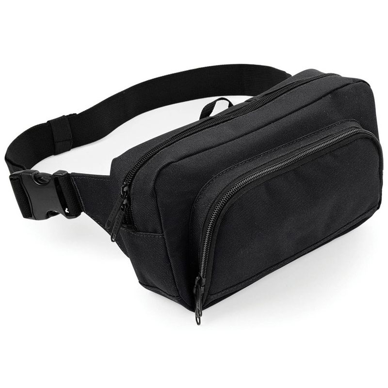 Foto van Bagbase heuptas/fanny pack zwart polyester groot formaat met verstelbare riem - heuptassen
