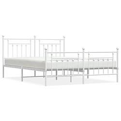 Foto van Vidaxl bedframe met hoofd- en voeteneinde metaal wit 183x213 cm