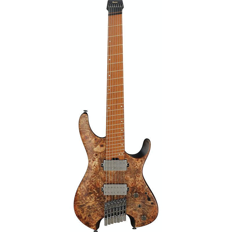 Foto van Ibanez q series qx527pb-abs antique brown stained 7-snarige headless elektrische gitaar met gigbag