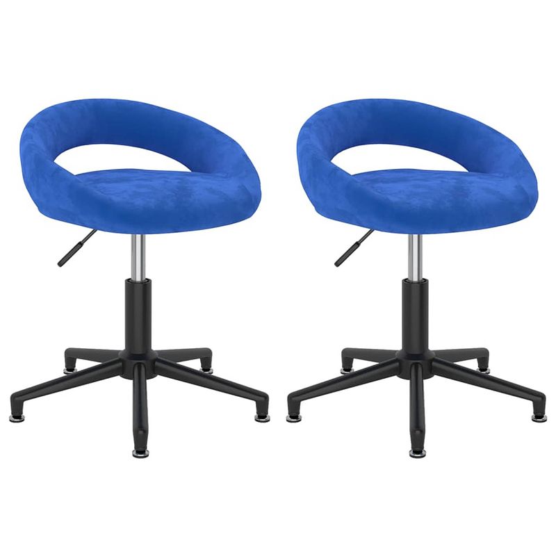 Foto van The living store eetstoelen - draaibaar - fluweel - blauw - 45 x 43 x (57.5-72.5) cm