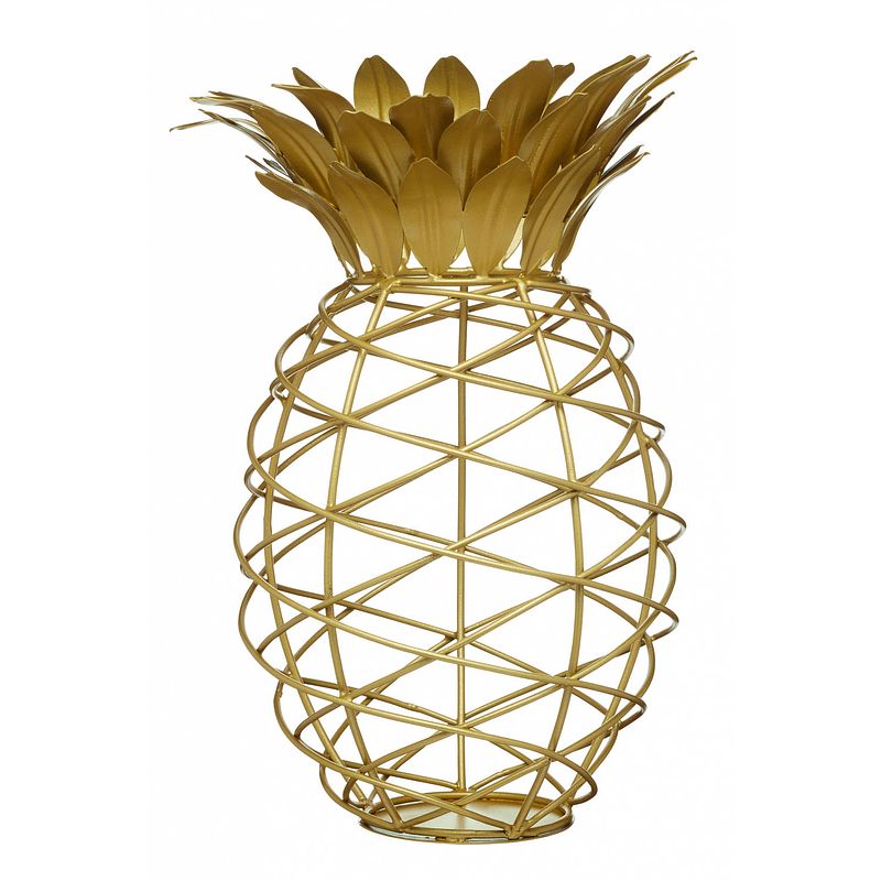 Foto van Barcraft wijnkurkhouder ananas 28 x 20 cm staal goud