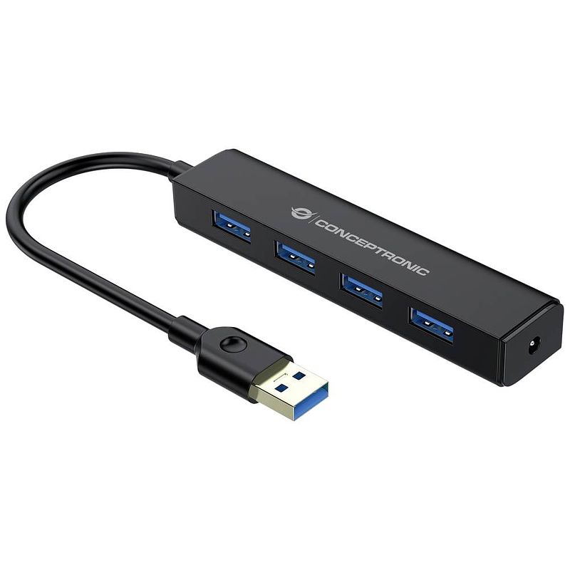 Foto van Conceptronic c4pusb3 usb 3.2 gen 1-hub 4 poorten zwart